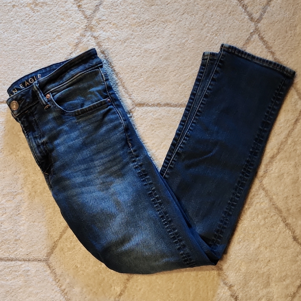 American Eagle Outfitters Mens Slim Straight Dark Blue Jeans 33 x 32